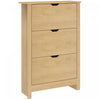 HOMCOM Meuble a chaussures etroit avec 3 tiroirs basculants et etageres ajustables, bois naturel