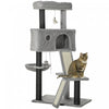 Pawhut 47\" arbre A Chat D'interieur, Centre D'activites, Tour Pour Chats Avec Rampe De Lit Chat Condo Hamac Suspension Balle Jouetcsisal Corde A Gratter, Gris Clair