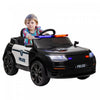 Qaba Voiture Electrique 12 V Pour Enfants, Voiture De Police Pour Enfants Alimentee Par Batterie Avec Telecommande, 4 Roues A Suspension A Ressort, Musique, Lumiere, Klaxon, Noir