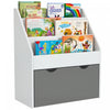 Qaba Etagere Pour Enfants 3 Niveaux, Tiroir Pour Chambre D'enfant, Gris