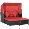 Outsunny Chaise Longue D'exterieur En Resine Tressee Pour 2 Personnes Rouge