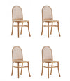 Chaise de salle a manger Paragon Industry Chic avec dossier en cannage et assise rembourree en bois, coloris flocon d’avoine - Lot de 4