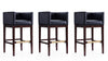 Tabouret de bar Kingsley style milieu du siecle en bois et tissu noir - Lot de 3