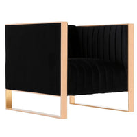 Fauteuil d’appoint Trillium de Manhattan Comfort en velours - noir sarcelle et doré