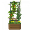 Outsunny Lit De Jardin Sureleve Galvanise Avec Cage En Treillis, Marron