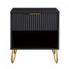Table de nuit moderne Dumbo 20\" a cannelures noire (1 tiroir)