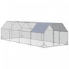 Pawhut Poulailler En Metal Pour 20 A 25 Poulets, Enclos A Poules D'exterieur Avec Couverture Pour Ferme De Jardin, 24.9' X 9.2' X 6.4'