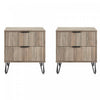 Table de nuit moderne Dumbo 20\" a cannelures en gris rustique (2 tiroirs) - Lot de 2