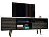 Meuble pour téléviseur Liberty de Manhattan Comfort de 70,86 po de style moderne du milieu du 20e siècle avec 4 espaces tablette et 1 tiroir - noir