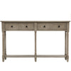 Table Console Phyllis En Bois Massif Avec Tiroirs Et Etagere Inferieure - Gris