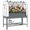 Outsunny Jardiniere Surelevee en Metal Galvanise avec Housse, gris fonce