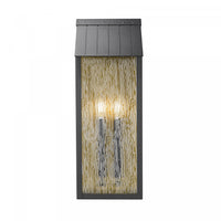 Applique Murale D’exterieur Point A 2 lampes De 21,5 po, Noir Et Laiton