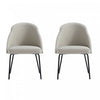 Chaise de salle a manger moderne Gracie en cuir vegetalien et metal, gris pierre et noir - Lot de 2