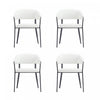 Chaise de salle a manger moderne en metal et tissu Belle, blanche - Lot de 4