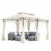 Outsunny Gazebo De Terrasse 10 x 13 pi Avec Rideaux, Blanc Creme