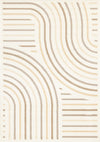 Carpette Forte crème, beige et brune à motif de lignes courbées - 5 pi 3 po x 7 pi 5 po