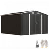 Outsunny Abri Metallique 10 x 10, Rangement Exterieur Resistant, Gris Fonce