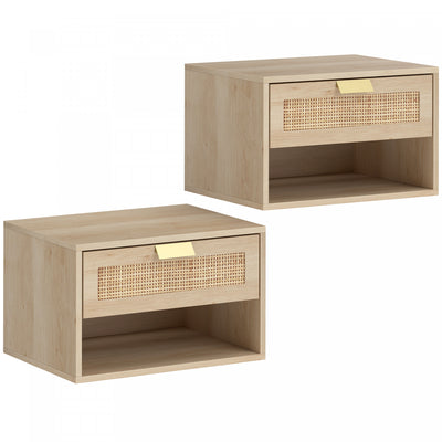 HOMCOM Floating Bedside Table Set of 2, Wall Mount Nightstands for Bedroom