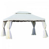 Outsunny 13' X 10' Tonnelle De Terrasse Exterieure Avec Double Toit En Polyester, Parois Laterales En Maille Ventilee Et Cadre En Aluminium Solide, Blanc