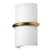 Applique murale Wallace de Dainolite en verre blanc opale, avec fini laiton vieilli et ampoule de 14 W