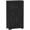 HOMCOM Armoire de garde-manger de cuisine avec portes de grange, Noir