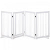 Pawhut Barriere Autoportante Pour Chien, 4 Panneaux De 36\" De Haut, Pliable Avec 2 Pieds De Support Pour Chiens De Taille Moyenne Et Grande, Pour Escalier, Porte, Couloir, Blanc