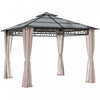 Outsunny Gazebo A Double Toit Rigide 9 X 10' Avec Moustiquaires Et Rideaux