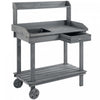 Outsunny Table De Travail En Bois Rempotage 36\" Avec 2 Roues Amovibles Gris