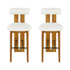 Sophia – Lot de 2 tabourets de bar modernes d’interieur en bois d’hevea avec dossier de soutien, coloris blanc et noyer