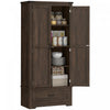 HOMCOM Buffet de Cuisine Haut avec Etageres Reglables, Marron Fonce