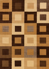 Tapis Florence a carreaux superposes marron et beige, 5'3\" x 7'5\"