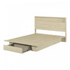 Fusion Ensemble Lit Plateforme Avec Tiroir Et Tete De Lit Avec Tablette Chene Blanchi, De Meubles South Shore