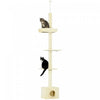 Pawhut Arbre A Chat Du Sol Au Plafond Avec Griffoir Pour Chats D'interieur, Tour A Chat Reglable En Hauteur (91-102 Pouces) Avec Niche, Lit, Beige