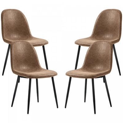 HOMCOM Retro Dining Chairs Set of 4 with PU Leather Upholstery, Steel Frame