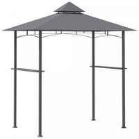 Outsunny 8' X 5' Pavillon De Jardin Abri Barbecue Avec Double Toit Auvent Exterieur Gris