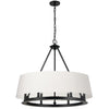 Lustre Colby de Dainolite avec 1 abat-jour blanc, fini noir mat et 6 ampoules