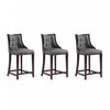 Tabouret de comptoir traditionnel en bois Fifth Avenue avec assise rembourree, graphite - Lot de 3