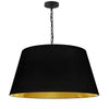 Grand luminaire suspendu Brynn de Dainolite avec abat-jour noir et doré, fini noir et 1 ampoule