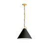 Luminaire suspendu Princeton de Dainolite de 16 po de diamètre avec abat-jour noir, fini laiton vieilli et 1 ampoule