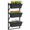 Outsunny Pots de fleurs a 3 niveaux pour plantes d'exterieur, gris fonce