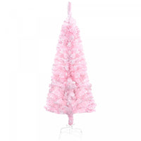 Homcom Sapin De Noel Artificiel Fin Floque Avec Base En Acier, Rose