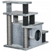 Pawhut Escaliers Pour Chats Avec Poteaux A Gratter Sisal Hauteur Reglable, Arbre A Chat Confortable, Marches Pour Animaux Pour Canape Et Lit Haut Avec Balle Suspendue, Plate-forme De Saut