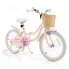 Costway 18\" Velo Enfant Avec Roues D'entrainement Reglable Guidon Siege Frein A Main Rose