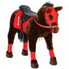 Qaba Cheval A Chevaucher, Jouets Animaux A Chevaucher Pour Enfants Avec Design De Cheval De Guerre, Hennissement, Selle, Etriers, Pour Garcons Filles 3-8 Ans, Marron
