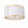 Plafonnier affleuré de Dainolite avec abat-jour cylindrique blanc à encoches qui diffuse la lumière, fini doré et 3 ampoules