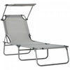 Outsunny Chaise Longue De Jardin Reglable, Camping, Plage, Gris Clair