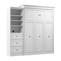 Grand lit escamotable Versatile de Bestar de 92 po (L) avec organisateur de garde-robe et tiroirs - blanc