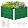 Outsunny Jardiniere En Acier Lit De Culture Lit Sureleve Pot De Fleurs Bac A Plante Pour Patio Terrasse Jardin Une Paire De Gants Fournie Tole D'acier Vert