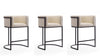 Tabouret de comptoir moderne du milieu du siecle en metal et tissu creme Cosmopolitan - Lot de 3
