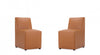 Chaise de salle a manger moderne en cuir vegetalien Anna Square, couleur brun selle - Lot de 2